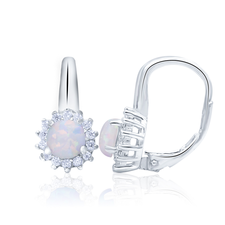 E-shop Olivie Strieborné náušnice BIELY OPÁL 4842 Ag 925; ≤2,9 g.