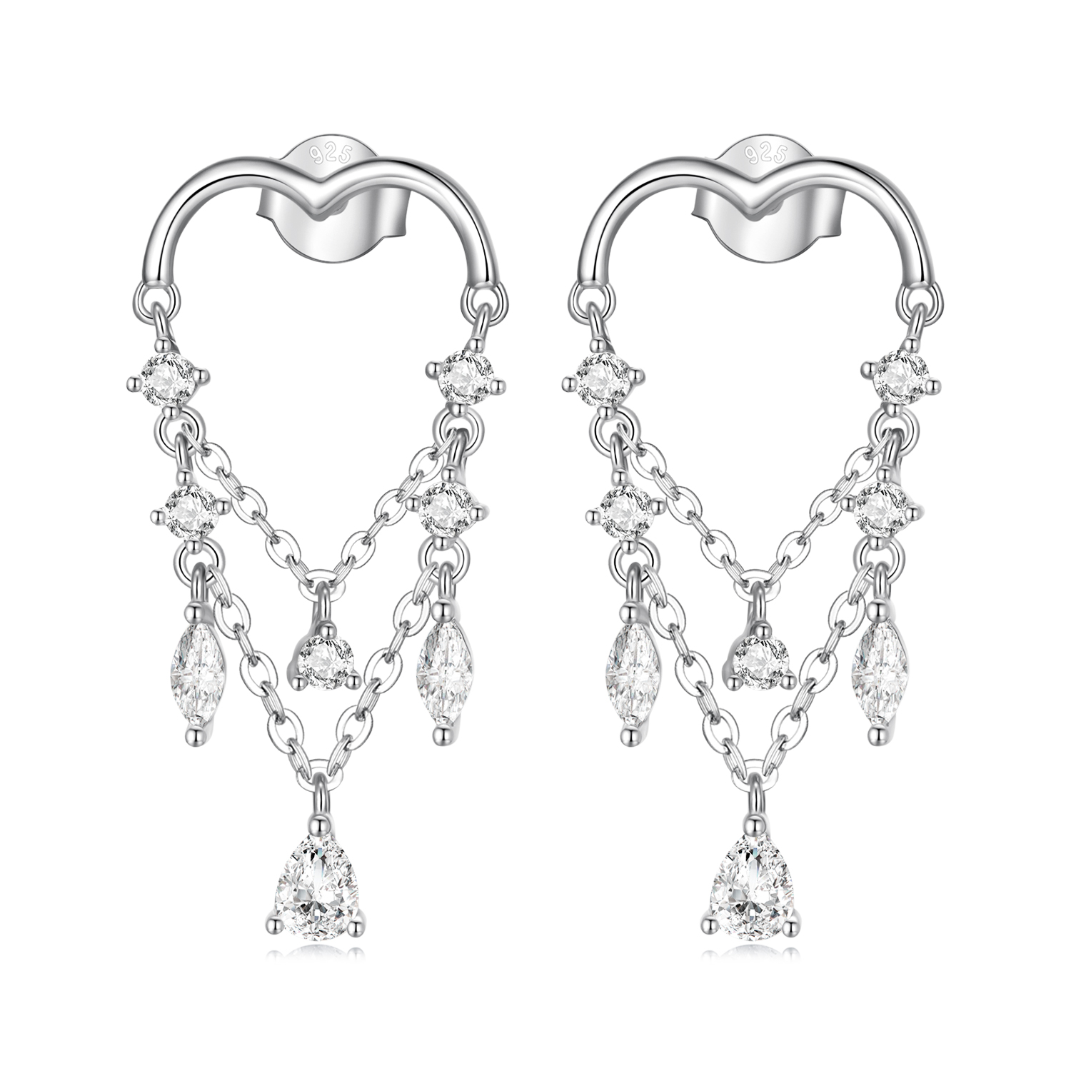 E-shop Olivie Strieborné náušnice STRAPCOVÉ SRDCE 7128 Ag 925; ≤2,4 g.