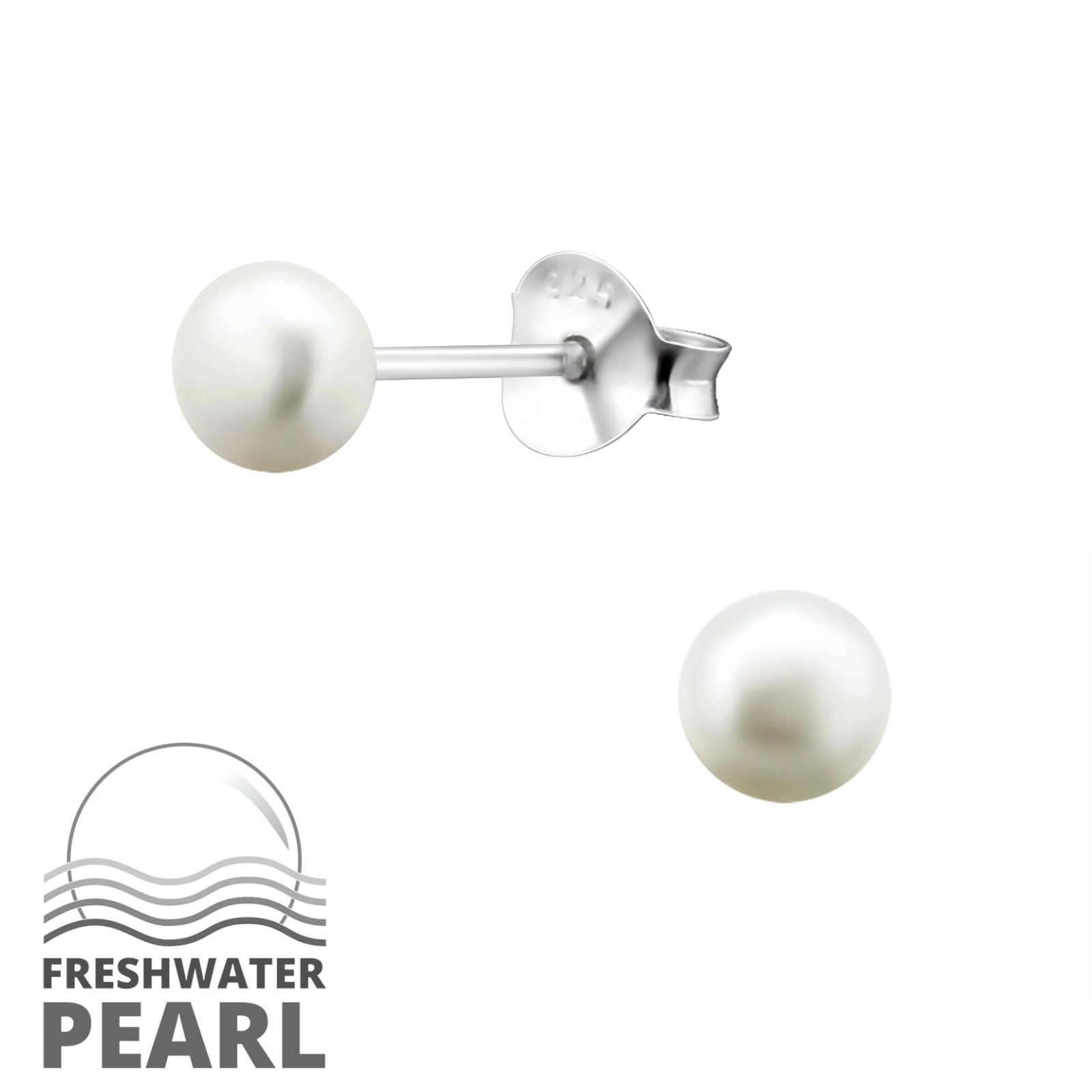 E-shop Olivie Strieborné náušnice so 4mm perlou 7064 Ag 925; ≤0,3 g.