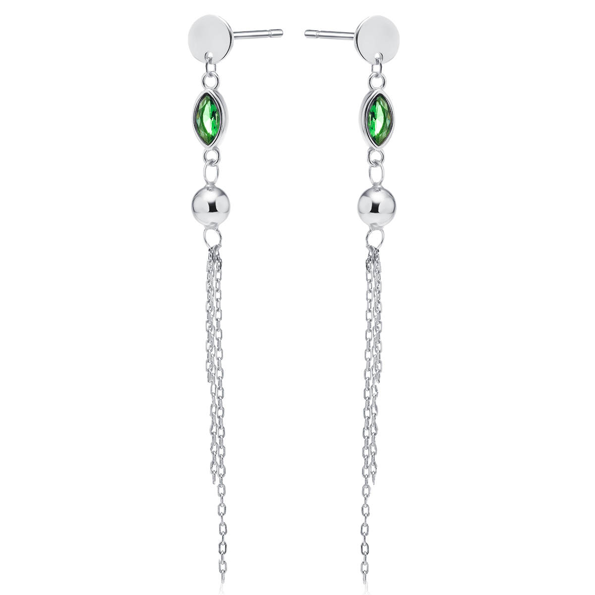 E-shop Olivie Dlhé strieborné náušnice GREEN 9208 Ag 925; ≤2,3 g.