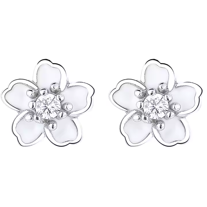 E-shop Olivie Stříbrné náušnice BÍLÝ KVÍTEK 9378 Ag 925; ≤0,8 g.