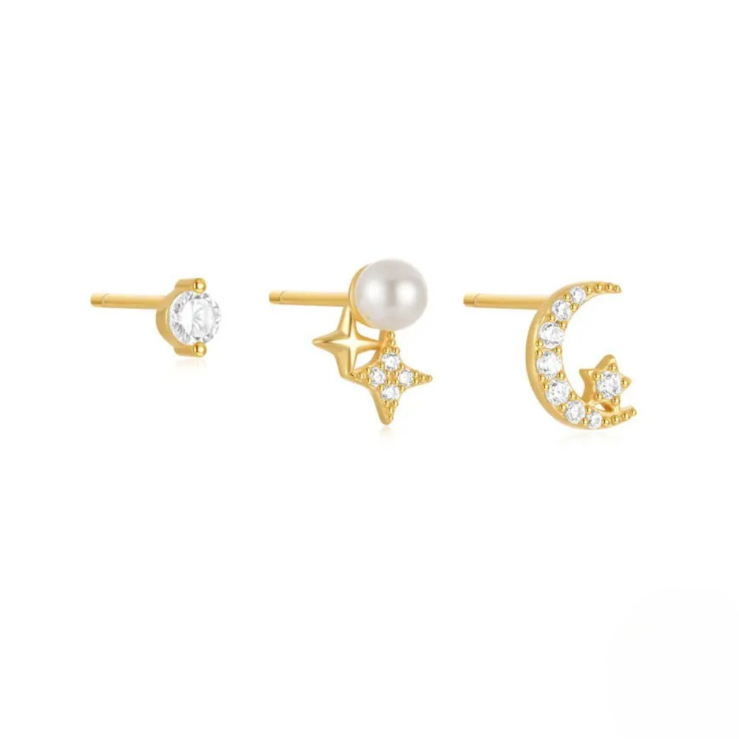 E-shop Olivie Stříbrné náušnice 3ks GOLD 9383 Ag 925; ≤0,9 g.