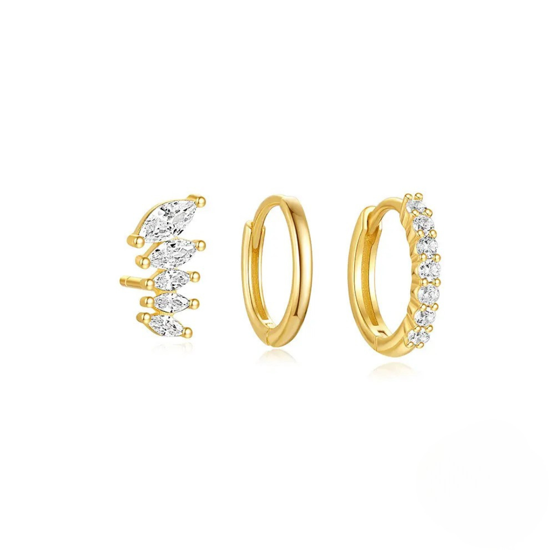 E-shop Olivie Stříbrné náušnice 3ks GOLD 9387 Ag 925; ≤1,4 g.