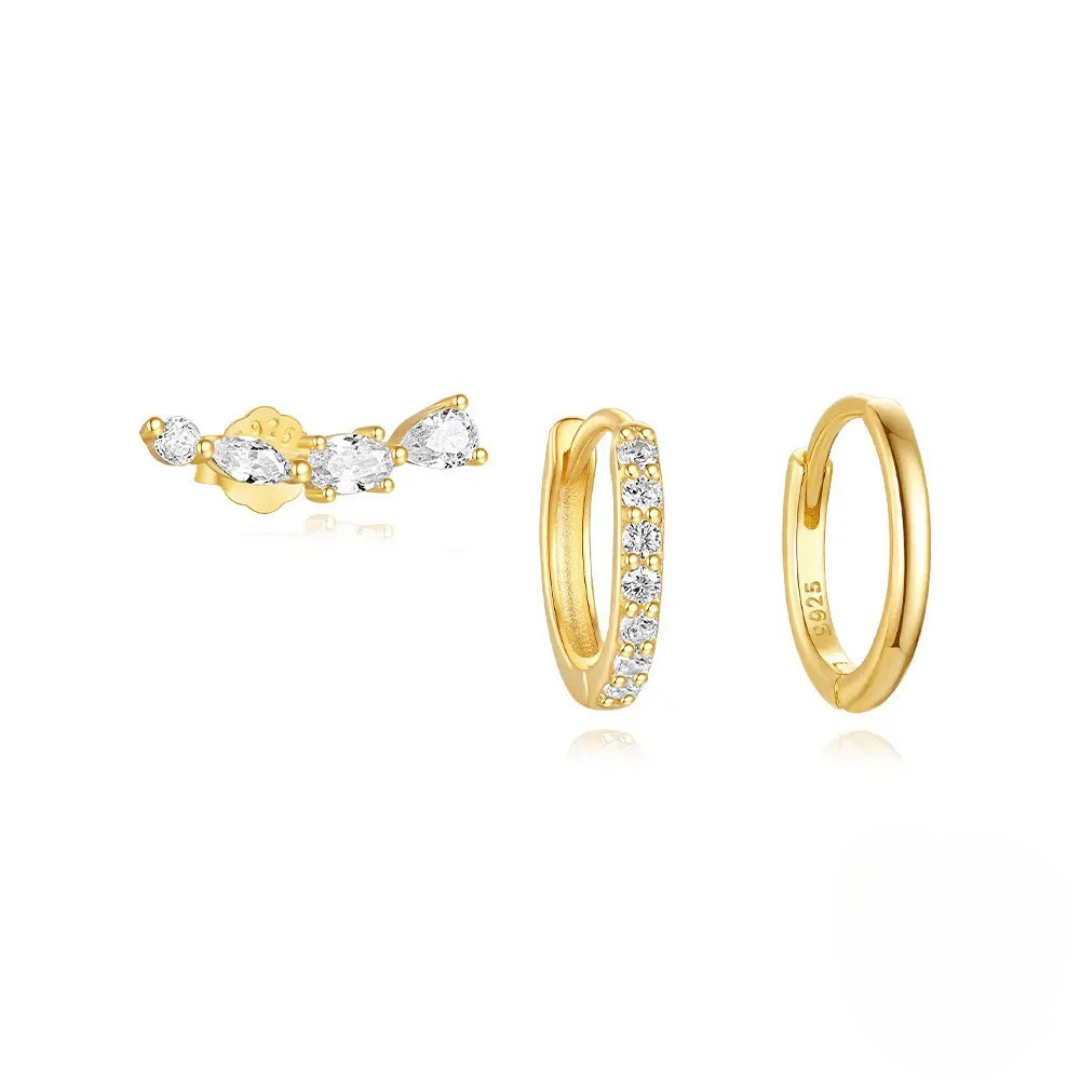 E-shop Olivie Stříbrné náušnice 3ks GOLD 9388 Ag 925; ≤1,2 g.