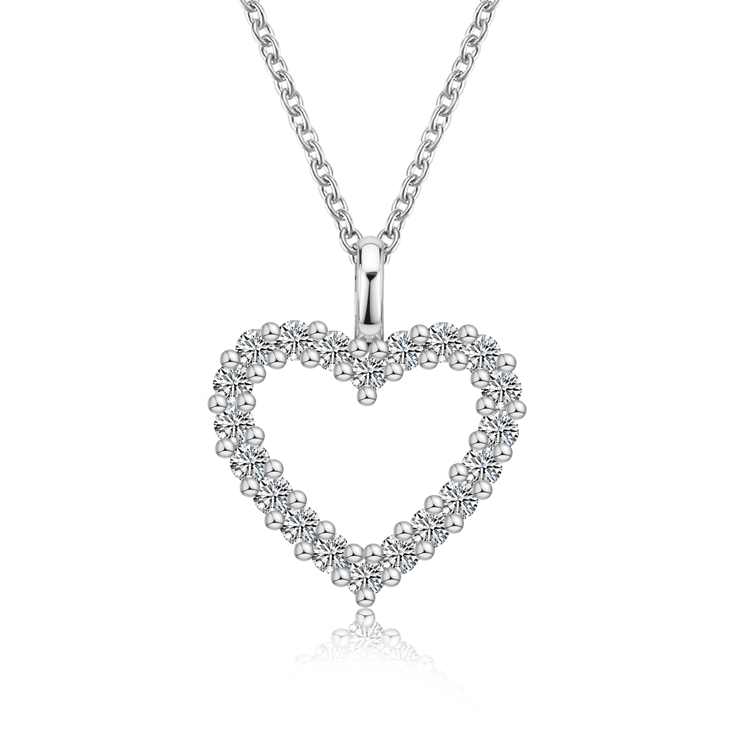 Olivie Stříbrný náhrdelník 0,6ct MOISSANITE SRDCE 9803 Ag 925; ≤3 g.