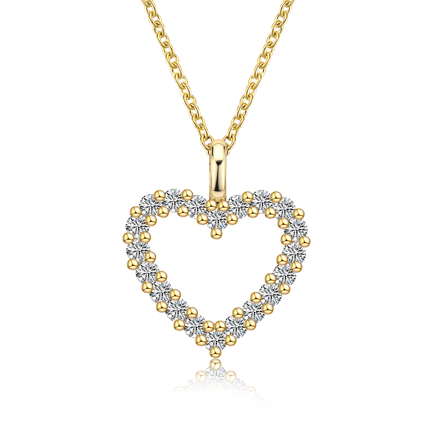 Olivie Stříbrný náhrdelník GOLD 0,6ct MOISSANITE SRDCE 9804 Ag 925; ≤3 g.