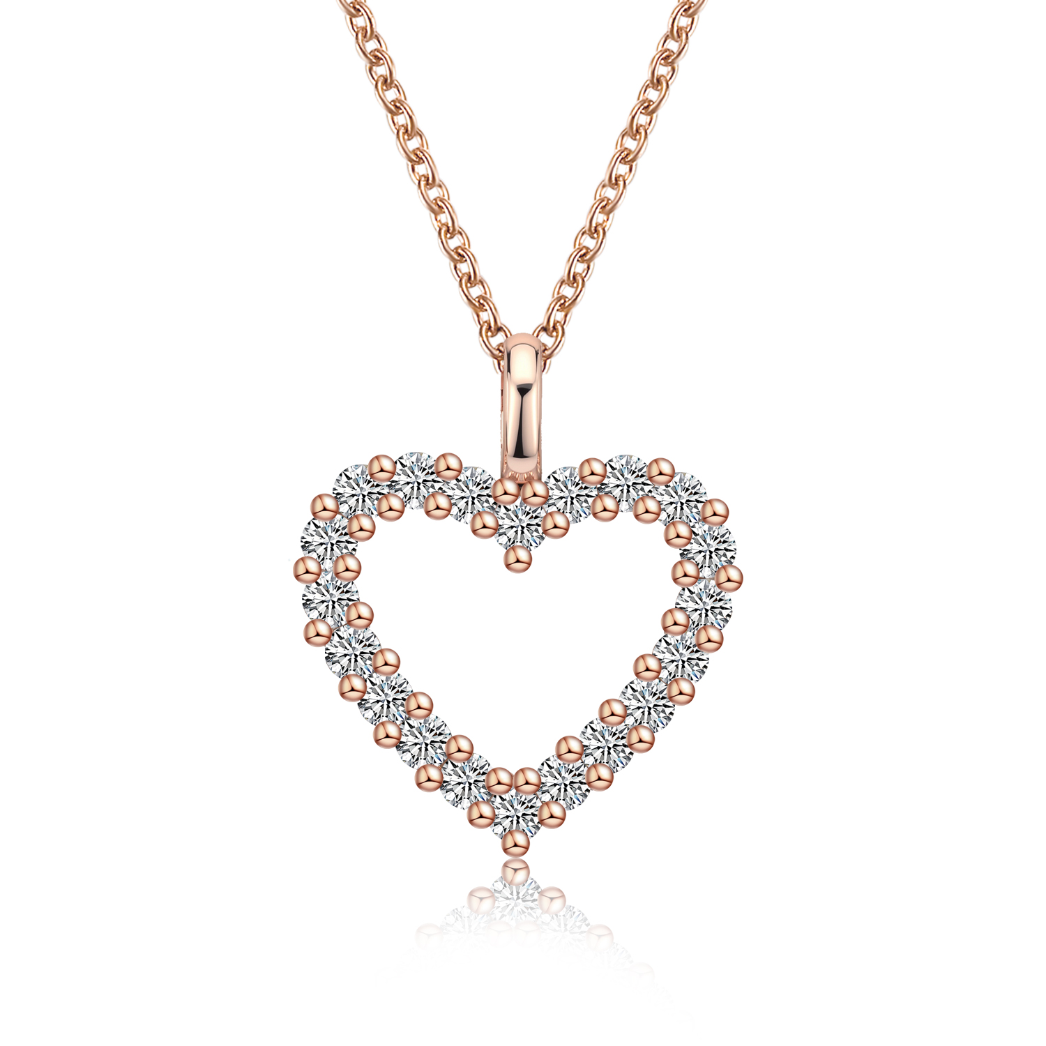 Olivie Stříbrný náhrdelník ROSE 0,6ct MOISSANITE SRDCE 9805 Ag 925; ≤3 g.
