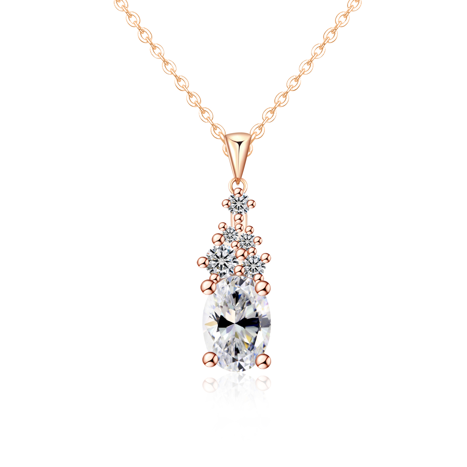 Olivie Stříbrný náhrdelník 1ct MOISSANITE ROSE 9825 Ag 925; ≤2,6 g.