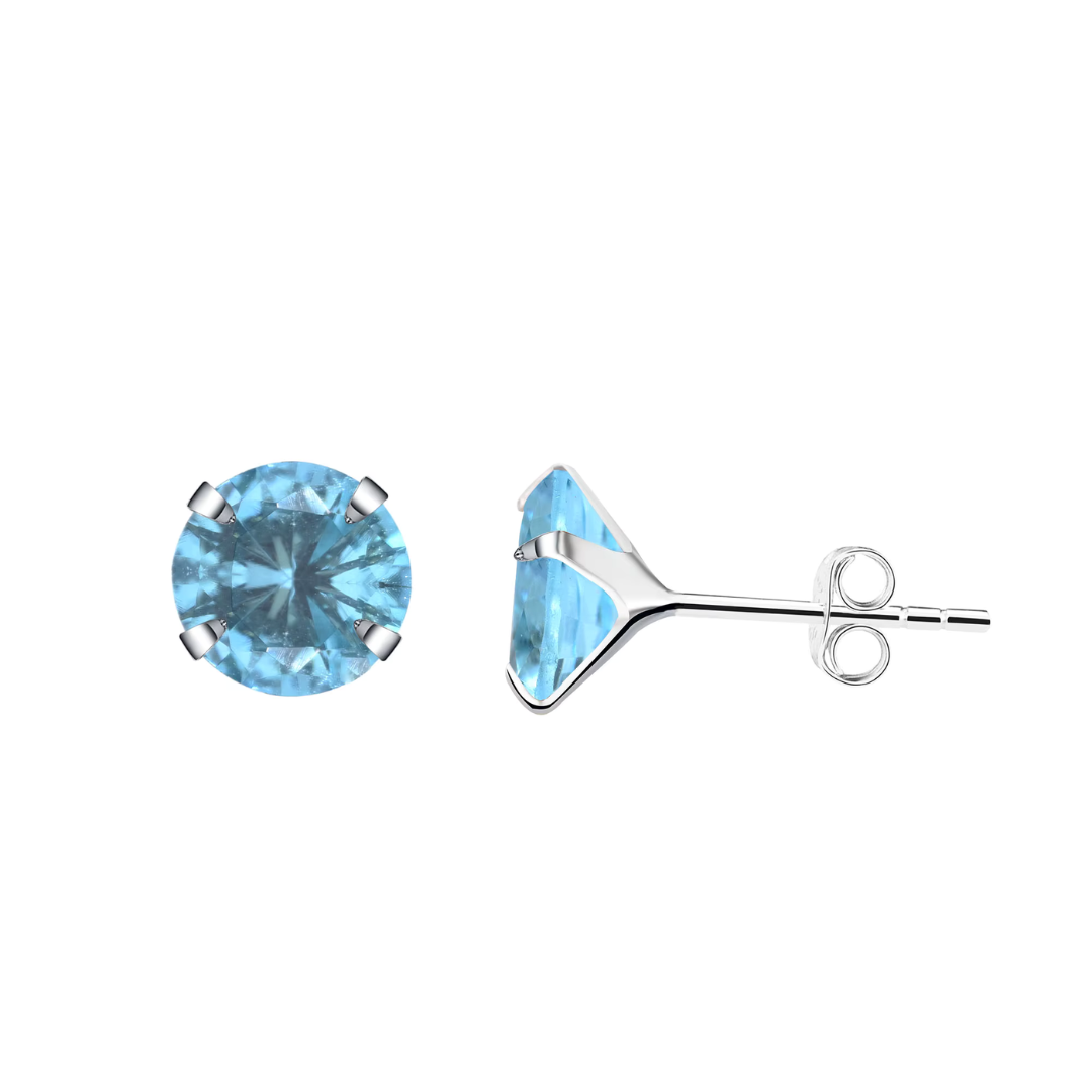 E-shop Olivie Strieborné náušnice AKVAMARÍN 9971 Průměr: 3mm Ag 925; ≤0,28 g.