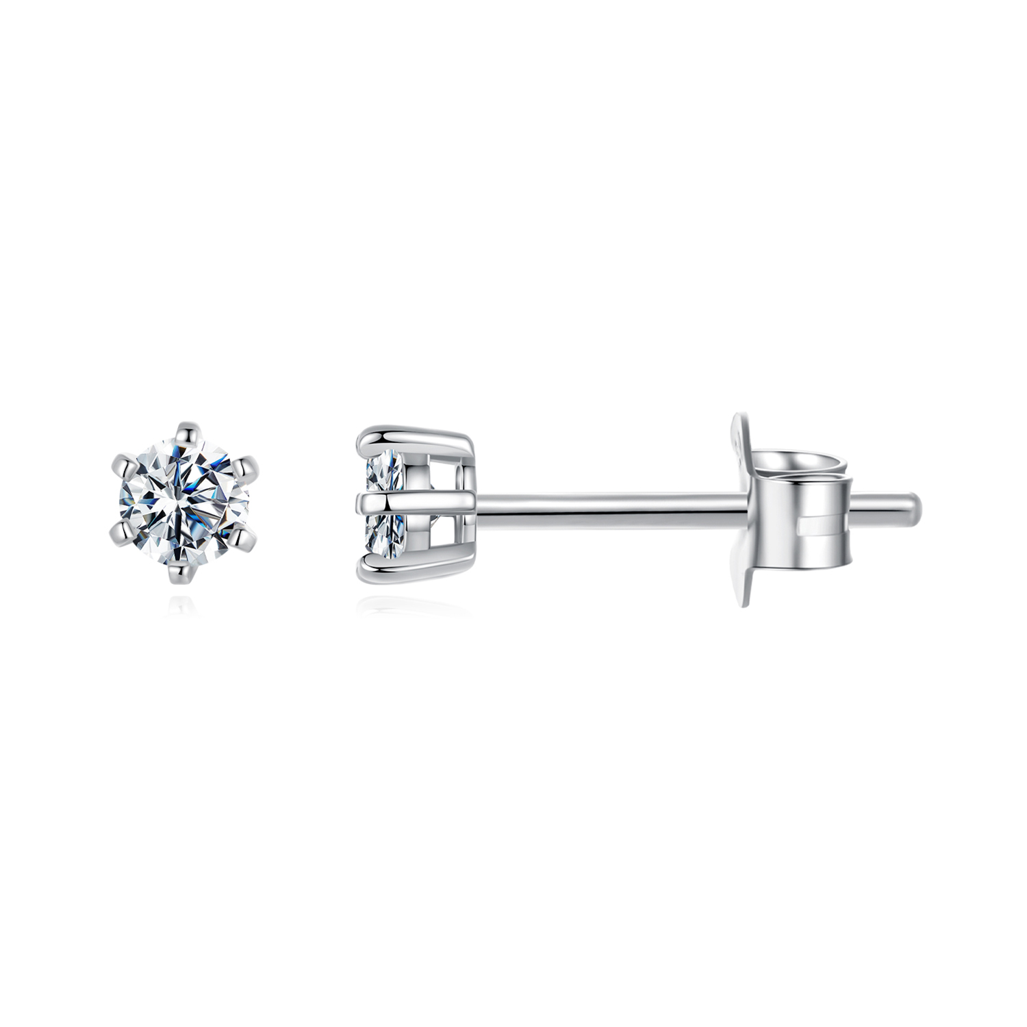 E-shop Olivie Strieborné náušnice 3mm MOISSANITE 9981 Ag 925; ≤0,5 g.