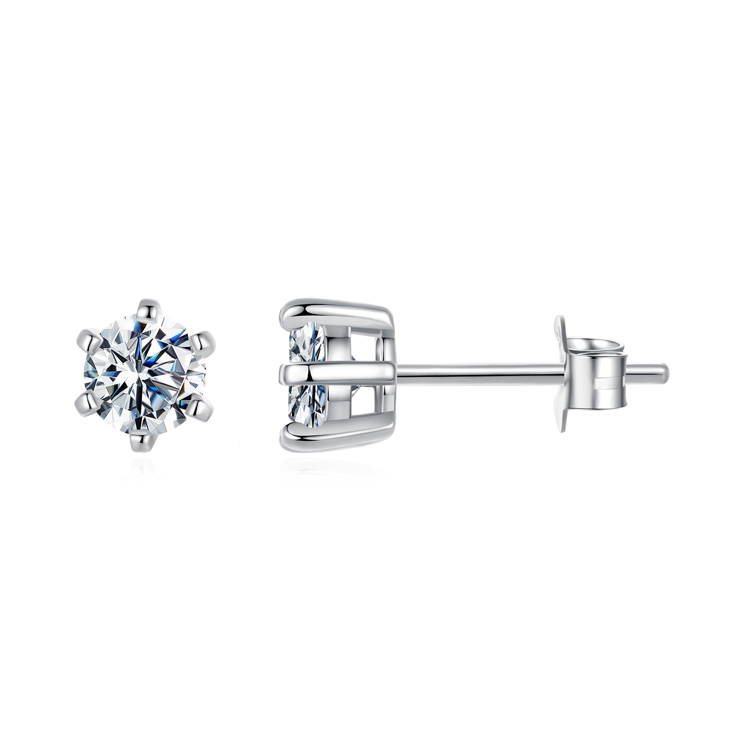 E-shop Olivie Strieborné náušnice 5mm MOISSANITE 9982 Ag 925; ≤1,1 g.