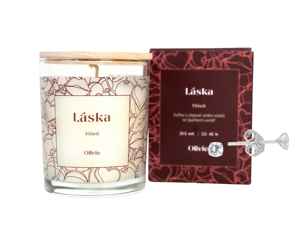 E-shop Olivie Svíčka Láska se stříbrnými náušnicemi ZORA 3 mm 9993 Ag 925; ≤0,3 g.