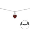 Strieborný CHOKER náhrdelník ČERVENÉ SRDCE
