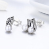 Strieborné náušnice perlové NOTY so zirkónmi