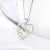 Strieborný náhrdelník ZLATÝ VTÁČIK V SRDCI