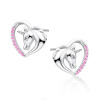 Strieborné náušnice JEDNOROŽEC V SRDCI ružové zirkóny od OLIVIE