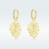 Strieborné visiace pozlátené náušnice ZLATÉ LISTY od OLIVIE