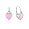 Strieborné náušničky pre bábätko ružové srdiečka so zapínaním vpredu na brizúru od OLIVIE.cz