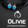 Prvé strieborné náušničky pre bábätko MODRÝ OPÁL MAČKA so zapínaním spredu na brizúru od OLIVIE.cz