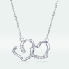 Strieborný náhrdelník SPOJENÉ SRDCE striebro rýdzosti 925/1000 s platinovou povrchovou úpravou od OLIVIE. Krásny darček z lásky k narodeninám, výročiu alebo Vianociam.