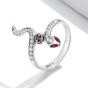 Strieborný prsteň HAD s vínnovo červenými zirkónmi od OLIVIE.cz