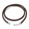 Hrubá pletená kožená hnedá šnúrka 45cm, hr.5 mm so striebornou karabínkou a označením OLIVIE. Pravá koža. Luxusný darček pre mužov, cestovateľov, dobrodruhov alebo ako štýlový doplnok na festivaly.