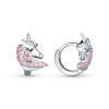 Strieborné náušnice kruhy RUŽOVÝ JEDNOROŽEC od OLIVIE.cz.