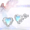 Strieborné náušnice ANJELSKÉ SRDCE z mesačného kameňa zo strieborníctva od OLIVIE.cz