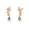 Luxusné strieborné náušnice s prírodným zeleným kameňom MECHOVÝ ACHÁT ROSE ružovo pozlátené zo strieborníctva OLIVIE