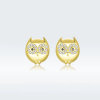 Strieborné náušnice SOVA GOLD pozlátené.