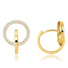 31318 2 zlate nausnice krouzky s bilymi zirkony au 585 1000
