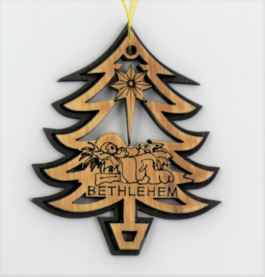 Vánoční dřevěná ozdoba stromeček s Ježíškem