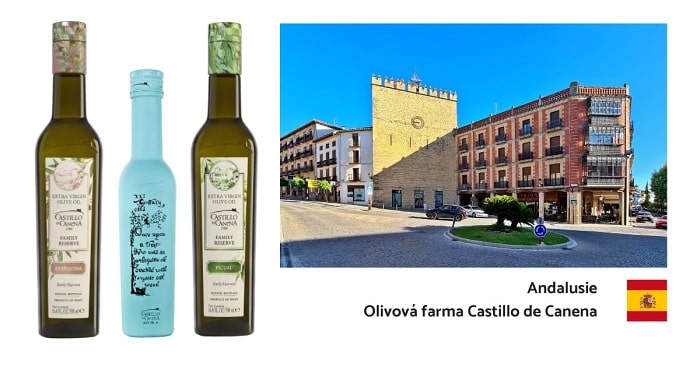Olivové oleje Castillo de Canena z regionu Jaen v Andalusii