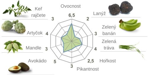 Mapa chutí a vůní prémiového olivového oleje Casitas de Hualdo