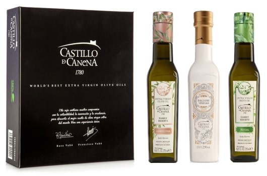 Dárková kazeta olivových olejů a vinného octa Castillo de Canena
