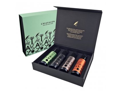 Prémiové olivové oleje Chiavalon 4 x 100 ml v zelené dárkové kazetě