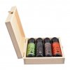 Dárkové balení olivových olejů Chiavalon 4 x 100 ml v dřevěné kazetě