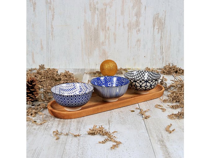 Servírovacie misky 3 ks na podnose 01