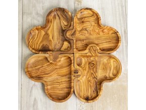 Puzzle misky srdcové z olivového dreva 01