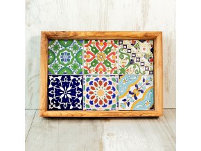 Podnos patchwork z olivového dreva 01