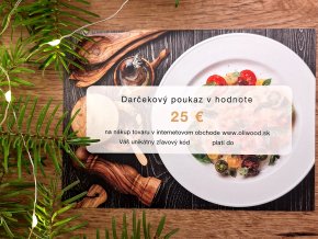 Darčekový poukaz olivové drevo 25 eur 01