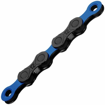 řetěz KMC DLC 12 modro/černý v krabičce 126 čl. (Barva černá, Velikost 12sp)