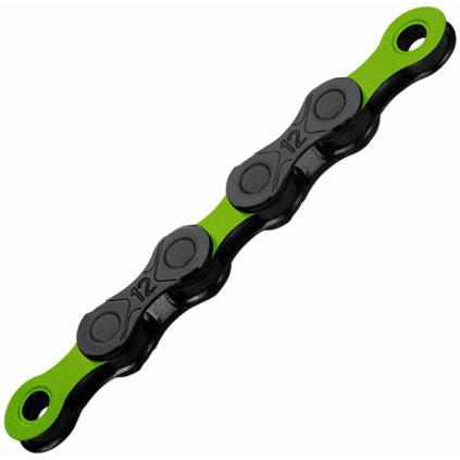řetěz KMC DLC 12 zeleno/černý v krabičce 126 čl. (Barva černá, Velikost 12sp)