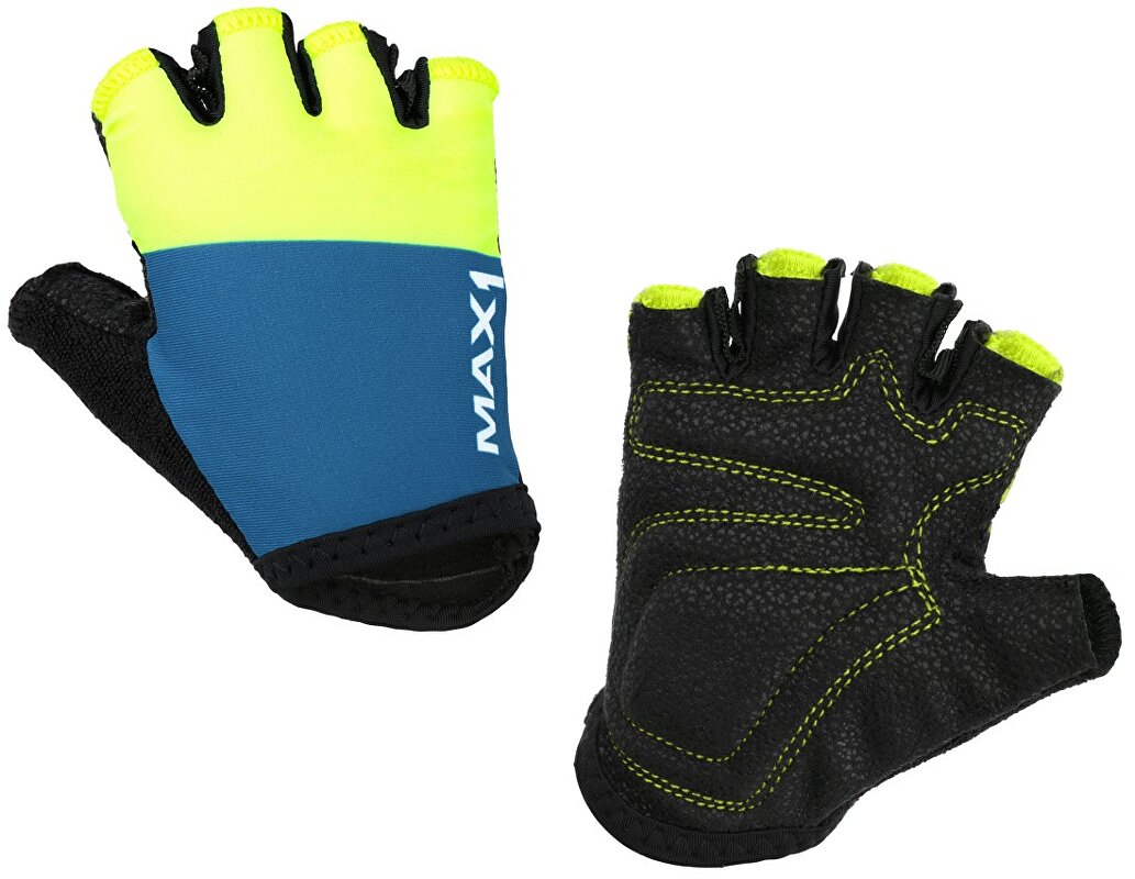 dětské krátkoprsté rukavice MAX1 7-8 let modro/fluo žluté Barva: modrá / fluo žlutá, Velikost: 7-8