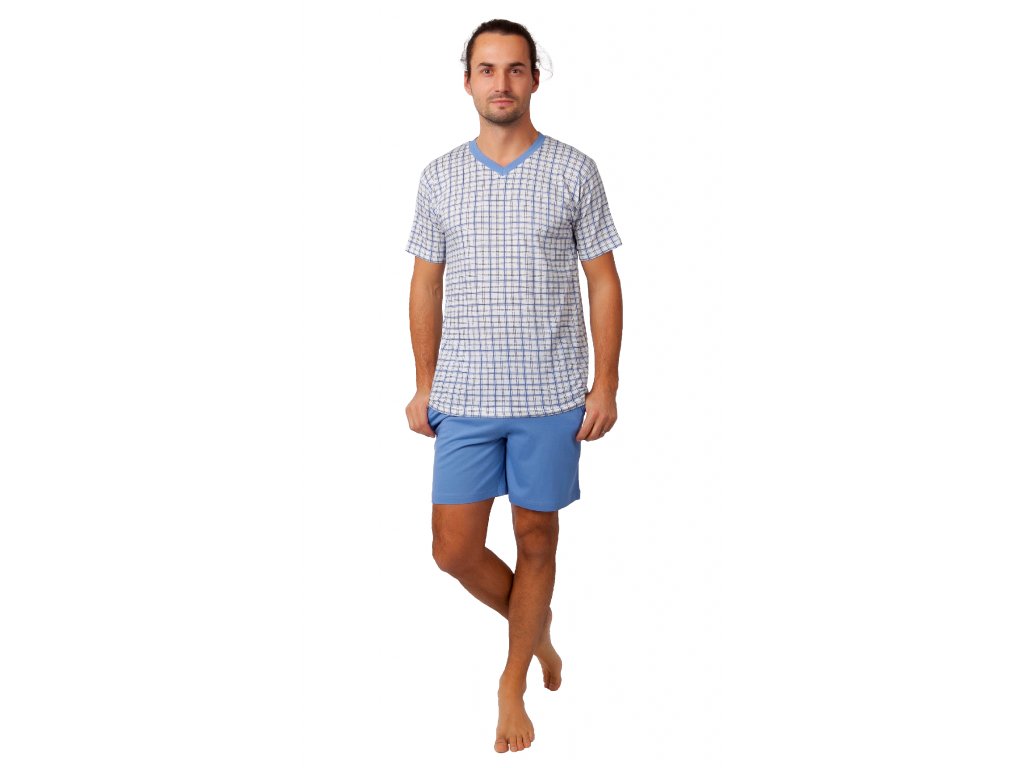 Pánské pyžamo - CALVI 21-347, světle modrá Barva: Modrá světle, Velikost: L
