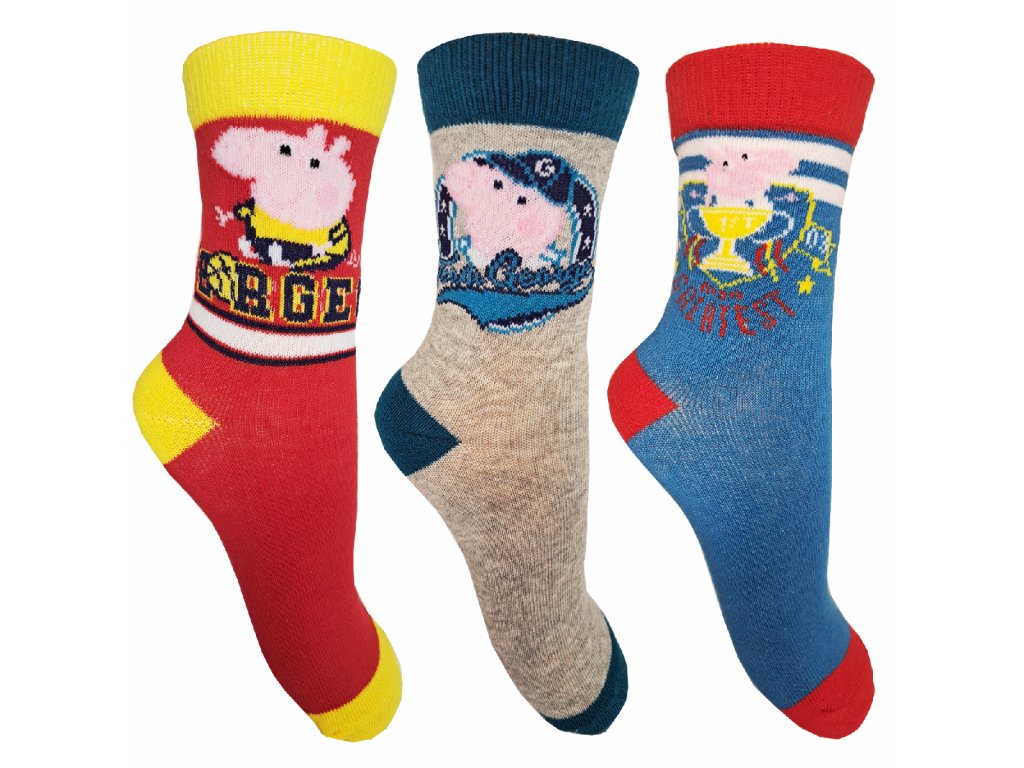 Levně Prasátko Pepa - licence Chlapecké ponožky - Prasátko Peppa EV0619, vzor 1 Barva: Mix barev