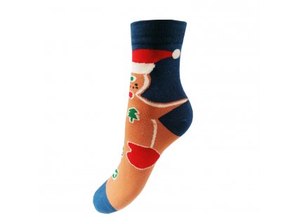Dámské vánoční ponožky Aura.Via - SN7622, modrá/perníček