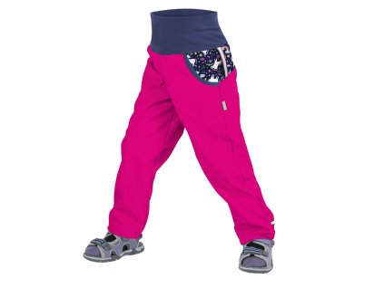 Dívčí softshellové kalhoty bez zateplení - Unuo Jednorožci, růžová