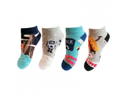 Chlapecké kotníkové ponožky Aura.Via - GDF6993, modrá/ vzor 1
