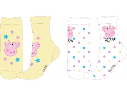 Dívčí ponožky - Prasátko Peppa 5234901, bílá / žlutá